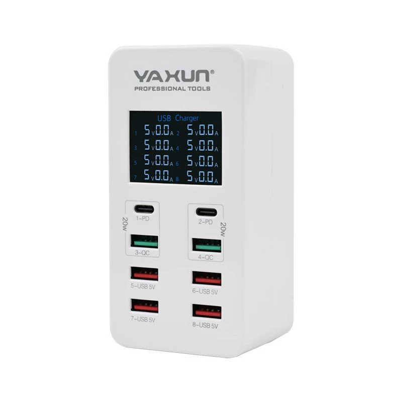 YX-A8T многопортовый USB умный быстрая зарядка зарядное устройство с цифровым дисплеем PD быстрая зарядка QC3.0 быстрая зарядка настройка