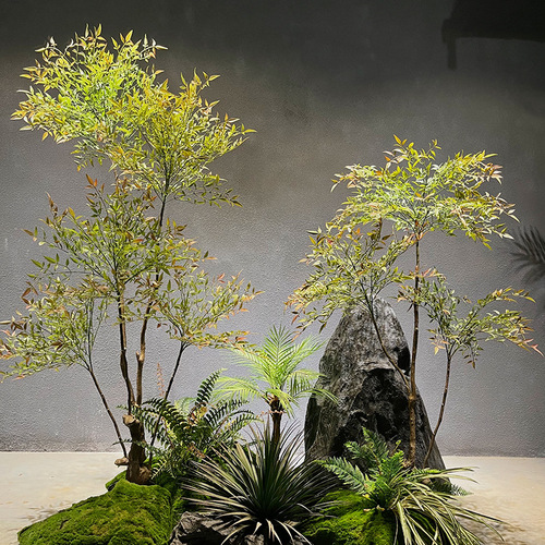 Artificial Green Plants Fake Plants Nandina Indoor Living Room Large Floor-Planted Bonsai Decorative Artificial Tree Nordic Decoration