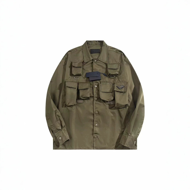 High-end P brand original label 24SS workwear nylon jacket with multi-functional practical pockets, unisex jacket High-end P brand original label 24SS workwear nylon jacket with multi-functional practical pockets, unisex jacket