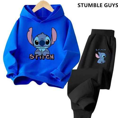Stitch Cute Cartoon Stitch-themed Printed Hoodie and Pants Set for Boys and Girls, 300