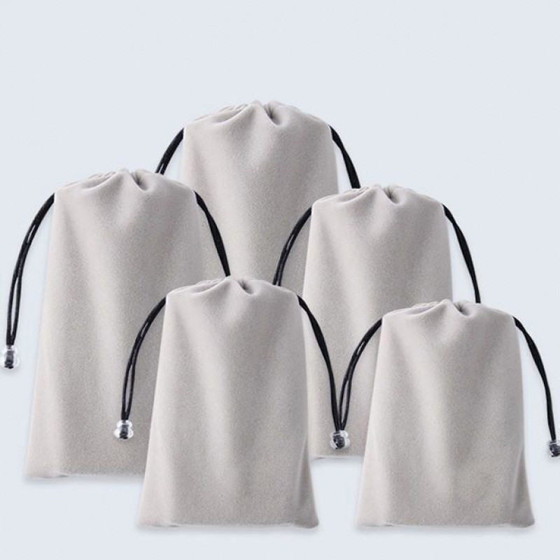 Thickened Velvet Bag with Drawstring Dust-Proof Mobile Phone Power Bank Protective Bag Mobile Power Supply Headphone Data Cable Storage Bag