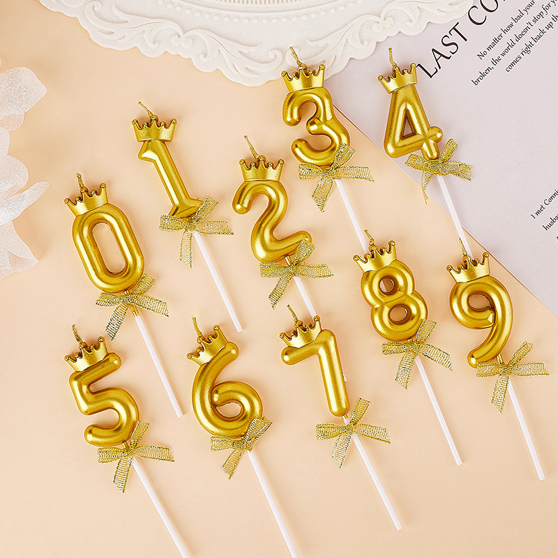 香槟金银色蝴蝶结数字蜡烛蛋糕用蜡烛18岁30岁女神生日派对装饰|undefined