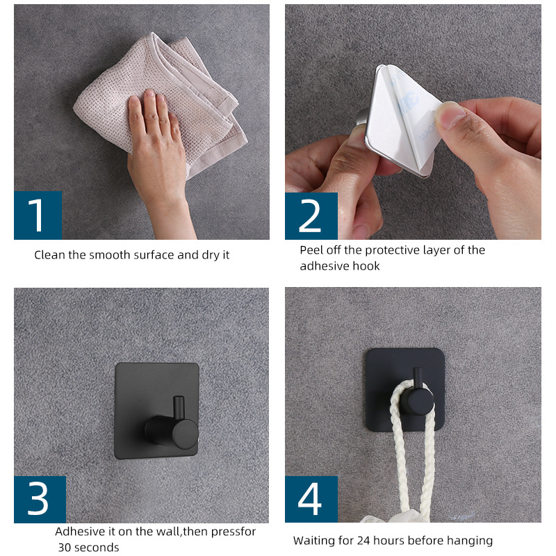 Gancho de acero inoxidable 304 transfronterizo gancho de gravedad de pasta fuerte gancho pegajoso sin perforar gancho único gancho ventas directas de fábrica