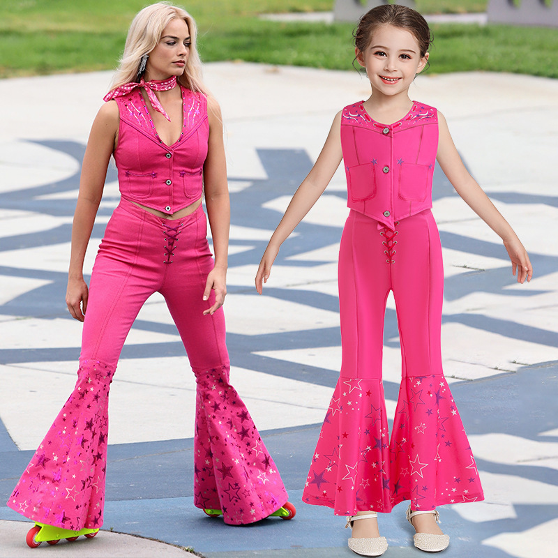 Popular European and American Cosplay Barbie-Style Outfit Children's Sleeveless Two-Piece Dress Printed Performance Costume