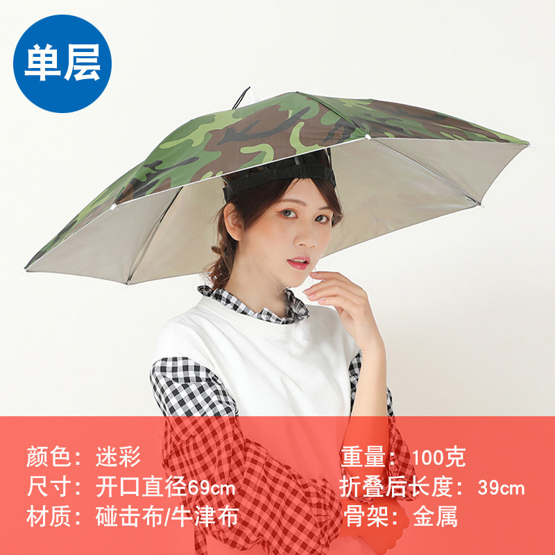 伞帽头戴雨伞防雨防晒雨伞户外钓鱼专用雨伞采茶斗笠头戴伞帽批发|undefined