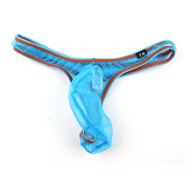 New underwear men's thong breathable mesh high elastic sexy color matching bikini thong men's T pants