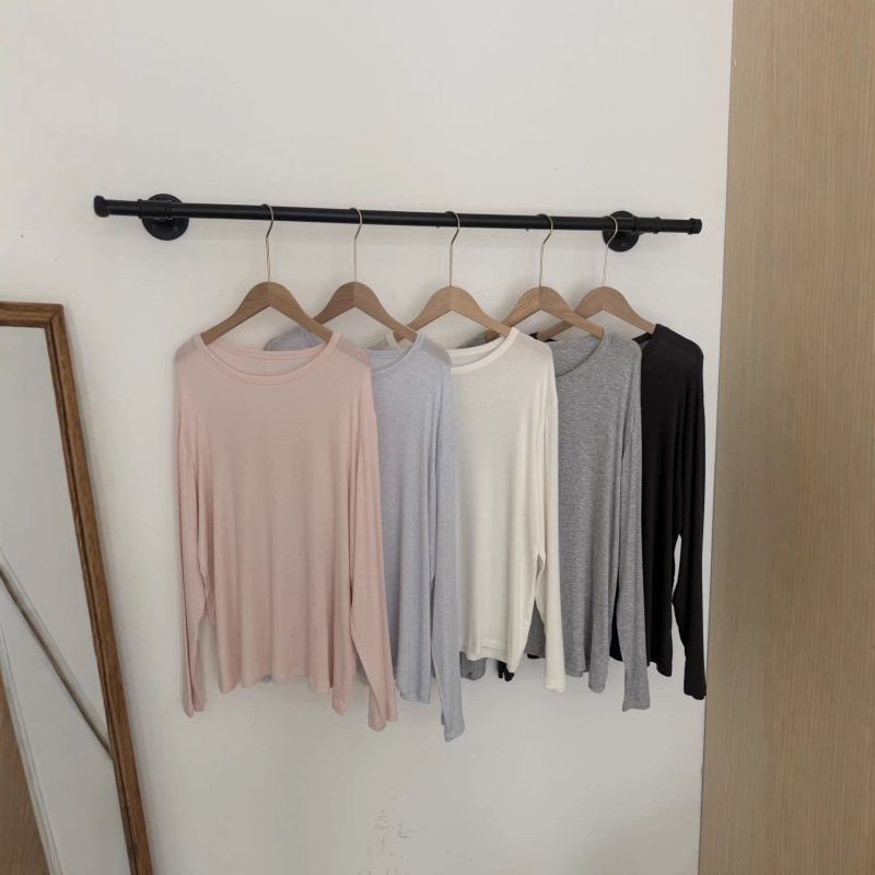 In-Stock Mulberry Silk Modal Top with Visible Stitching, Spring and Summer Silk Wool Soft and Lightweight Loose-Fitting Cover-Up T-Shirt