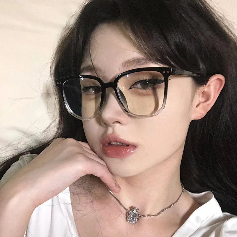 Nuevo retro marco negro cara llana pequeña red rojo mismo estilo gafas anti-radiación anti-azul luz miopía marco gafas