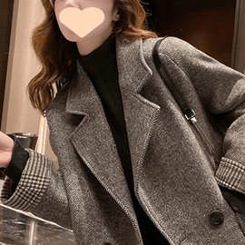 毛呢西装外套女2025春季新款韩版英伦风宽松显瘦韩版休闲呢子大衣