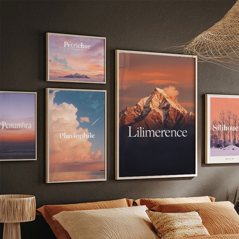 Ins Background Wall Decoration Artistic Style Sea Sunset Poster Photo Wall Canvas Painting Wall Hanging Decoration