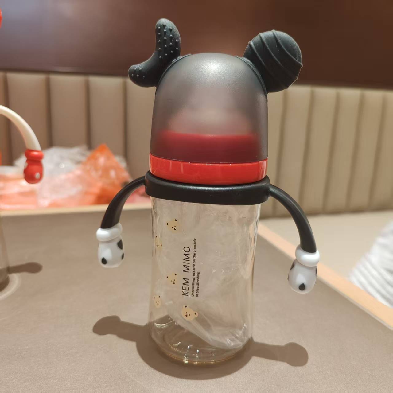 Children's Baby Bottle over One Year Old Cartoon Cute Bear Baby Learning Drinking Cup One Cup Three-Hand Handle Straw Cup
