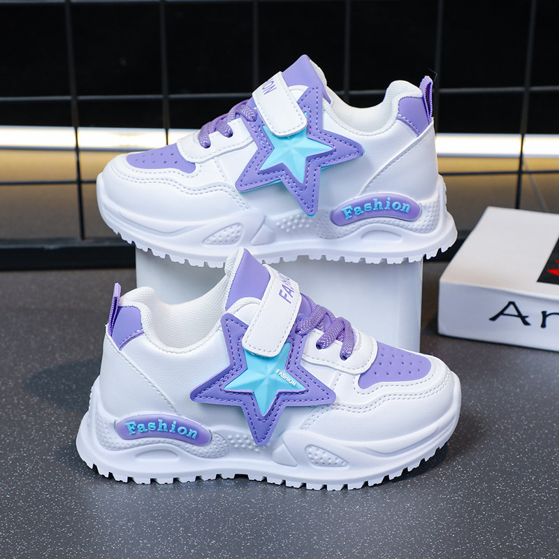 Calzado deportivo para niñas 2025 primavera y otoño nuevo estilo para niños estrellas moda zapatos de papá de suela suave zapatos para correr casuales antideslizantes