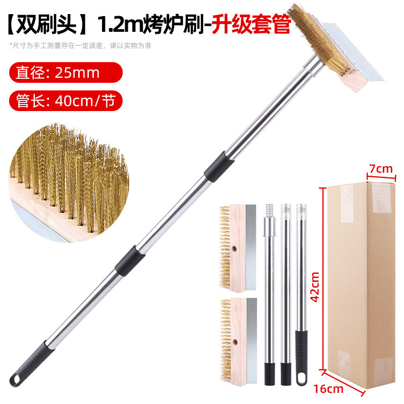 Cepillo de pizza cepillo de limpieza horno cepillo de limpieza horno cepillo de alambre de cobre puro cepillo de horno de acero inoxidable cepillo de pizza de mango largo