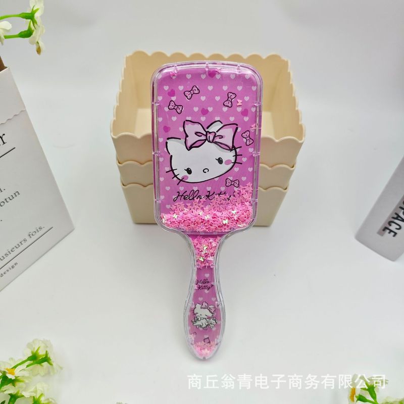 高颜值透明闪闪流沙气囊梳子可爱立体史迪仔卡通摇摇乐气垫梳批发|undefined