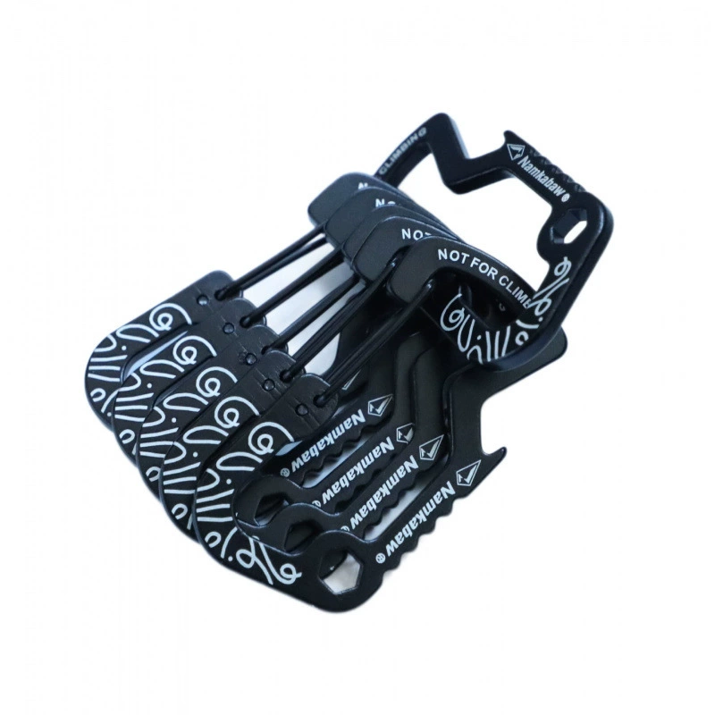 Ready-made aluminum quick-hook, multi-function printed D-shaped buckle, outdoor spring hook multi-purpose buckle, metal kettle buckle