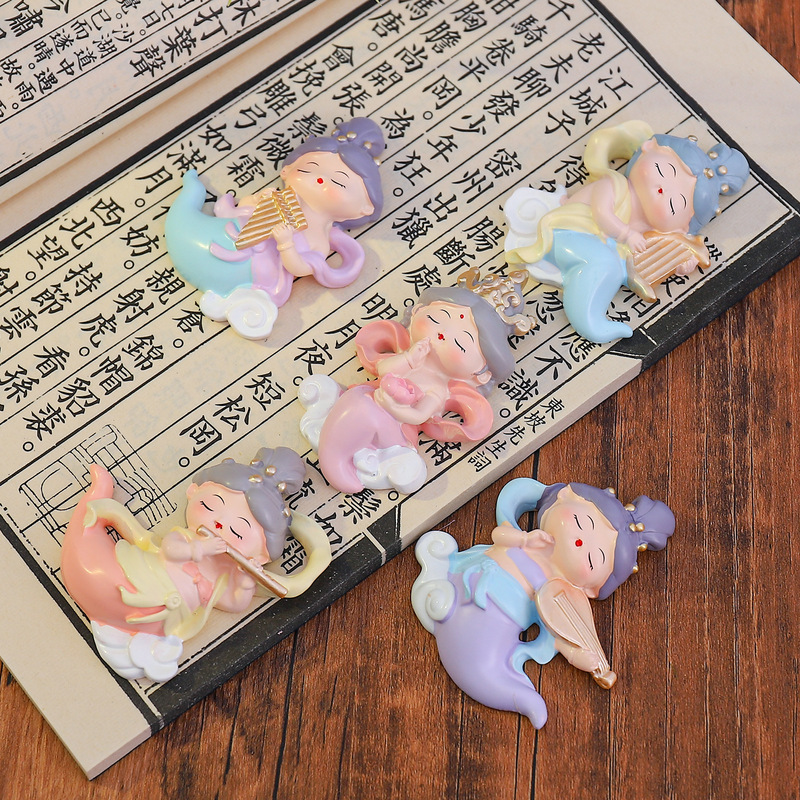 Cartoon Magnetic Refrigerator Magnets, Chinese Style Trendy Toys, Figurines, Flying Fairy Costumes, Small Ornaments, Home Decoration Souvenirs