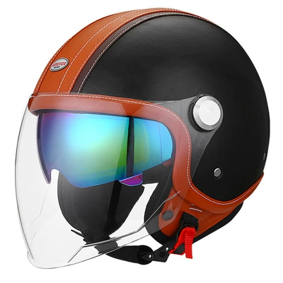 Motosiklet kaskı (dəbilqə) — certification helmet female male double - brown-black-foreign-minister-m