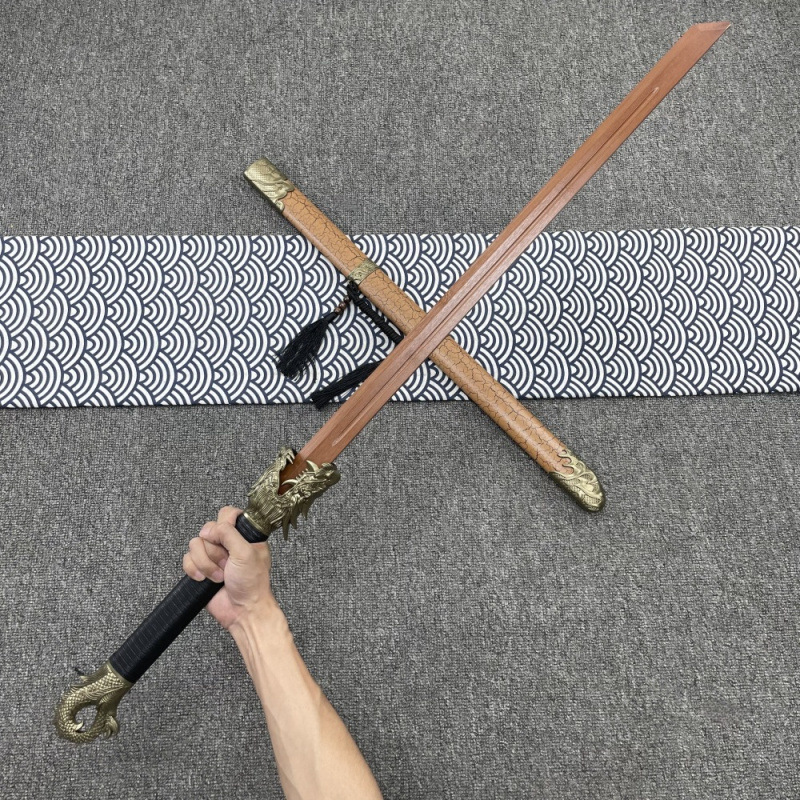 中国木质唐横刀木刀带鞘训练习拔刀剑古风武术道具儿童玩具竹