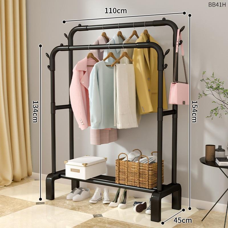 piso percha de ropa dormitorio plegable grueso grueso pequeño interior de plástico percha de ropa doméstica doble varilla balcón