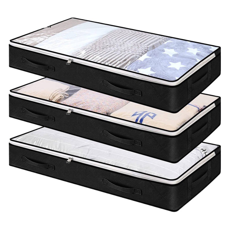 Caja de almacenamiento de fondo de cama transfronteriza ventana transparente bolsa de edredón bolsa de organización de ropa embalaje del hogar bolsa de almacenamiento de edredón bolsa móvil