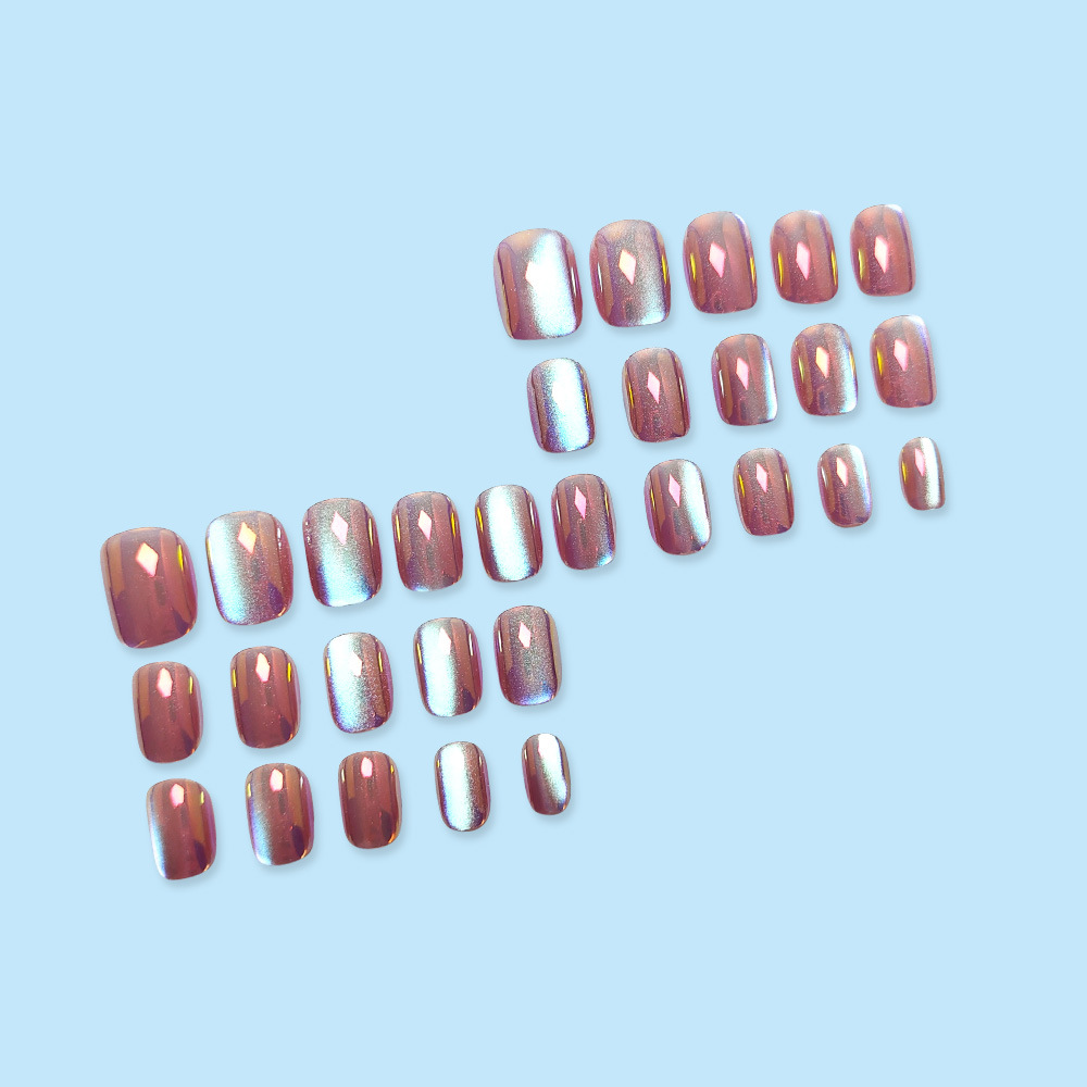 Ventas transfronterizas de ojos de gato, uñas cortas, fantasía, belleza, aurora, 30 piezas de parche de uñas.