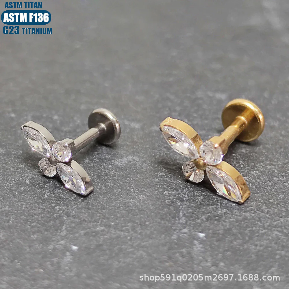 Labret stud lip piercing jewelry styling detail