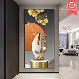 玄关晶瓷挂画装饰画高级感轻奢麋鹿走廊过道家居软装公司专供