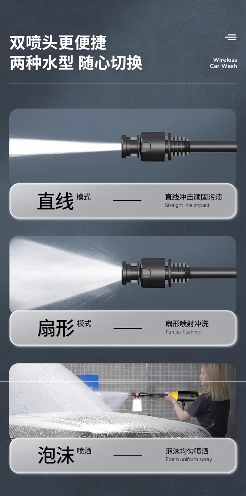 Chigo Wireless Car Washer High-Pressure Water Gun for Home Use, Powerful Lithium Battery Rechargeable Booster Water Gun