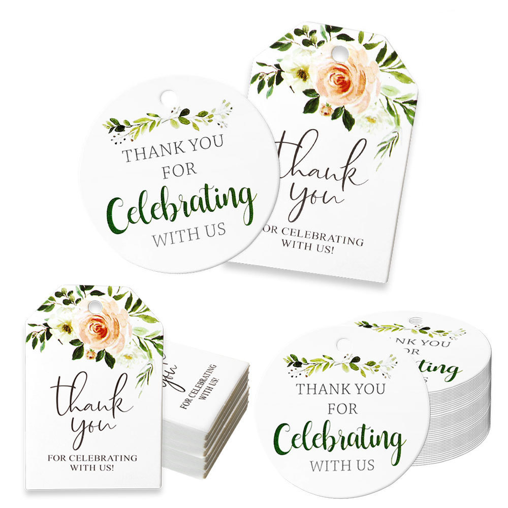亚马逊欧式树叶花卉感谢礼品标签派对Thank You 吊卡礼品感恩卡