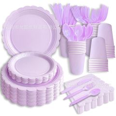クロスボーダー無地紫紙皿ケーキプレート子供のパーティー用品シーンレイアウト小道具誕生日ウェディングパーティー