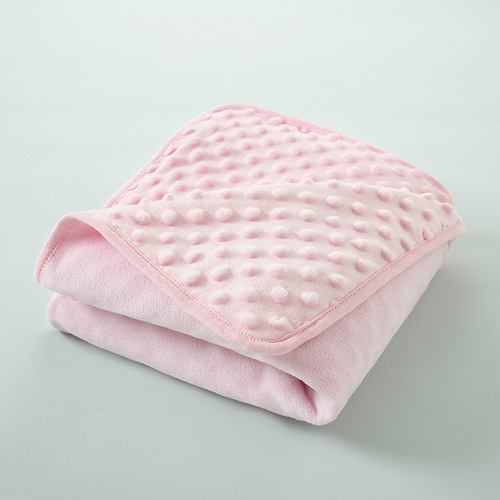 Newborn Baby Bean Velvet Pacifier Blanket Baby Double Layered Edge Pressed Bubble Infant Blanket Pure Color Quilt 
