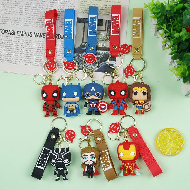 Cross-Border Cartoon Marvel Keychain Soft Rubber Avengers Keychain Pendant Car Bag Trinket Wholesale