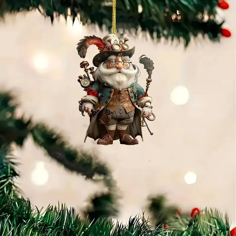 Nuevo viejo de Navidad decoración colgante acrílico plano transfronterizo espejo retrovisor de automóvil decoración mochila colgante