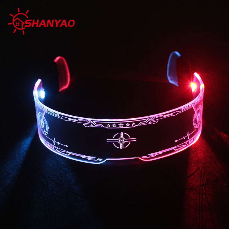 LED発光眼鏡音楽祭舞踏会トランポリン七彩発光眼鏡パンクアクリルゴーグル新製品|undefined