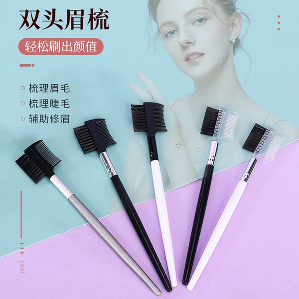 Wholesale new double eyebrow brush eyebrow dual-purpose makeup styling beauty tool brush portable long rod eyebrow brush
