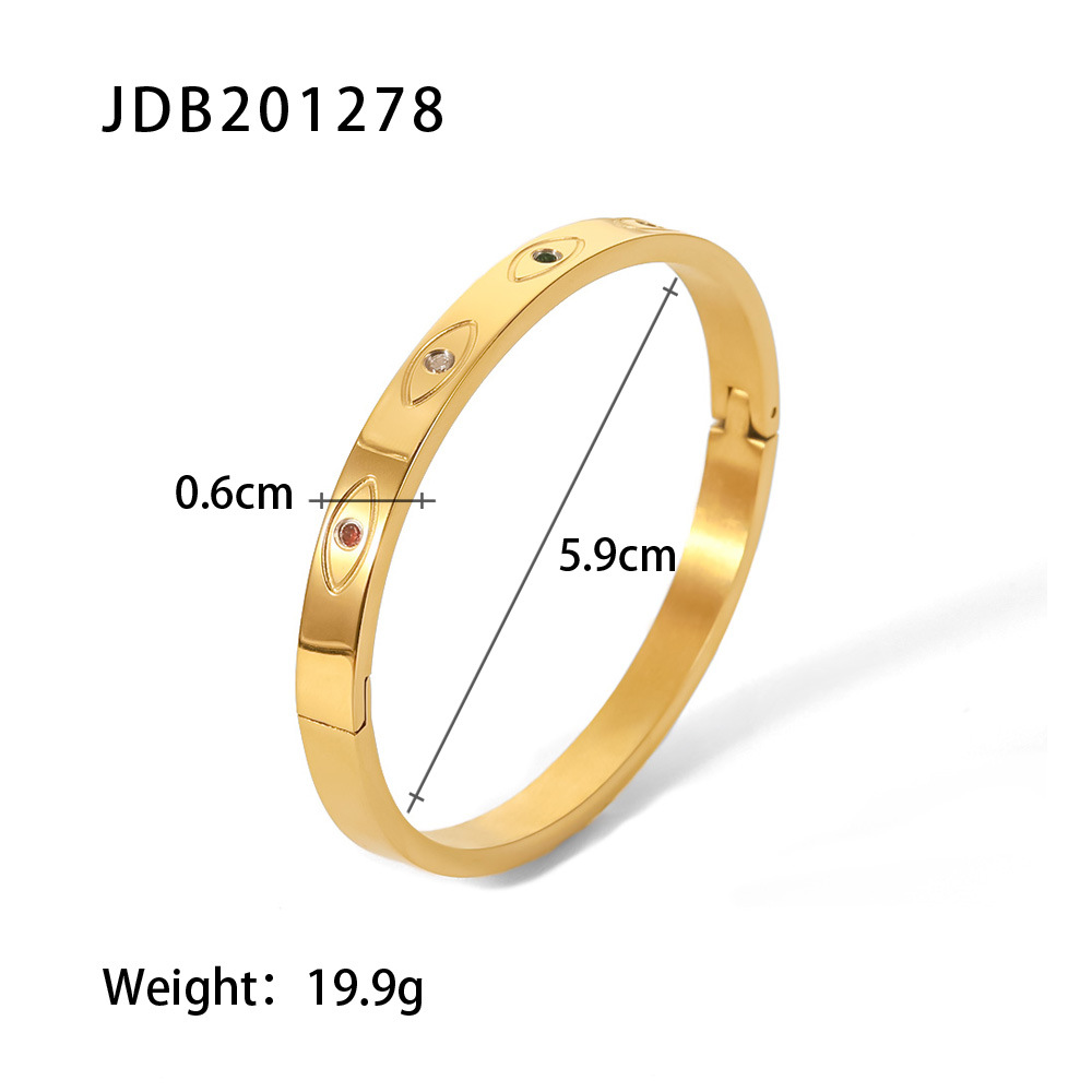 Simple Style Geometric Stainless Steel Plating Zircon Gold Plated Bangle display picture 6