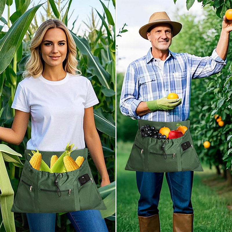 Delantal de tela Oxford transfronterizo, mono de huerto de granja, recolección de frutas y verduras, riñonera, delantal de liberación rápida