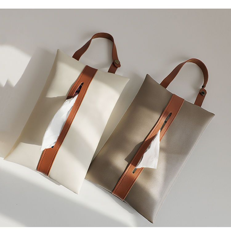 Creative Hanging High-End Car Tissue Bag In-Car Leather Tissue Box Bathroom Toilet Wall-Mounted Tissue Bag