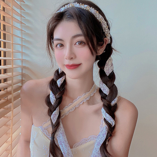 Summer ribbon floral streamer headband fabric braided hairband headband female hairband jewelry headband hairpin