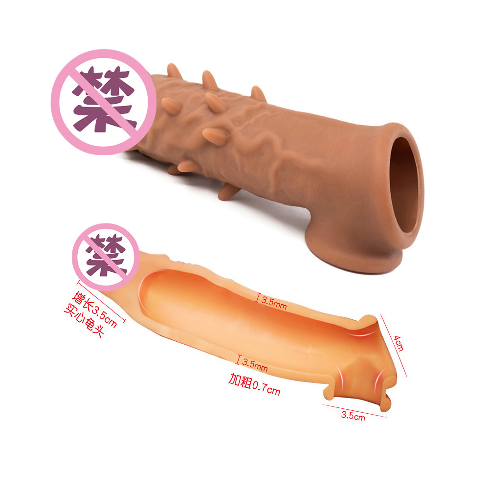Lock-On Condom Sleeve for Men, Textured TPE Extension, Manual Couple’s Toy — detail image 5