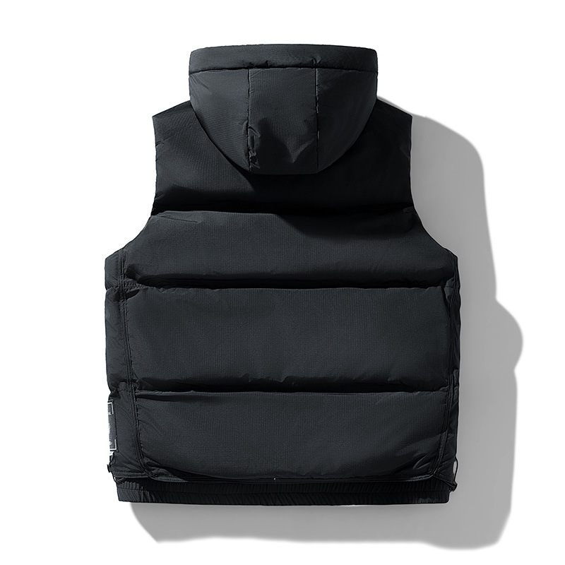 Chaleco de sombrero desmontable para hombres otoño y invierno chaleco de algodón caliente chaleco de chaleco de hombre puede ser un cabello