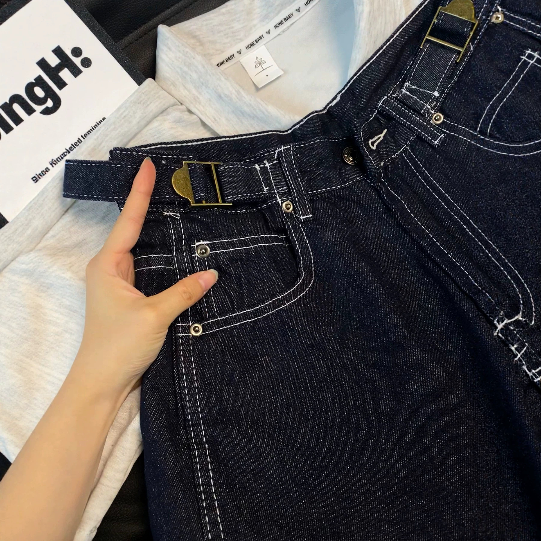 Vintage American Style Summer Original Wash Seven-Tenths Denim Shorts Men Women Street Wide Leg Loose Fit Casual Pants​_viptrois.com