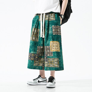 2025 summer new national style floral thin cropped pants Chinese style casual pants for men and women a generation of hair