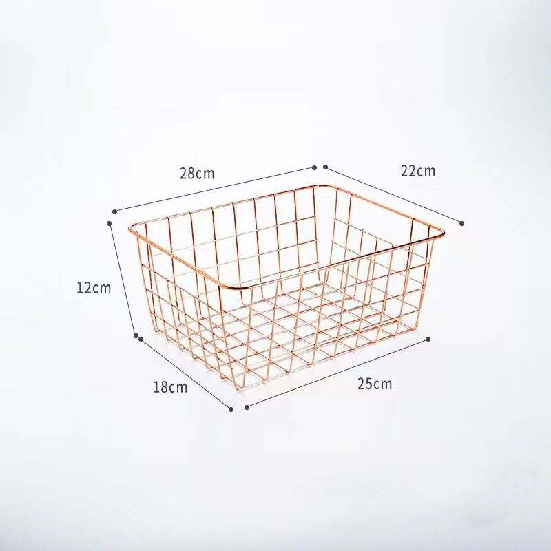 ins canasta de almacenamiento de hierro forjado, cosméticos, bocadillos, artículos de cocina, malla de almacenamiento de escritorio, canasta de almacenamiento simple, gran capacidad