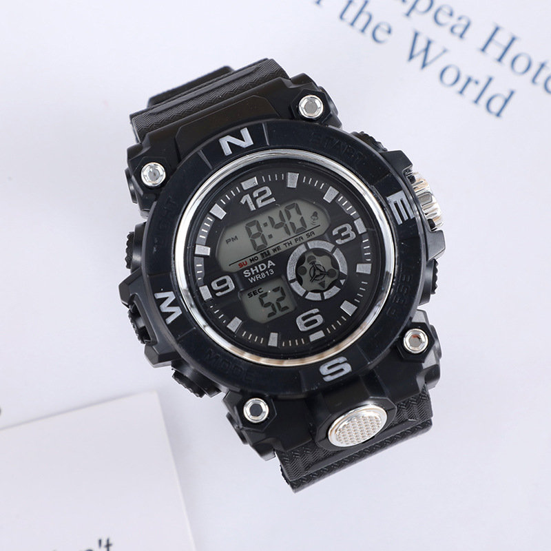 Reloj electrónico de silicona ultra suave para estudiantes varones reloj deportivo multifuncional impermeable para mujeres reloj electrónico redondo para examen