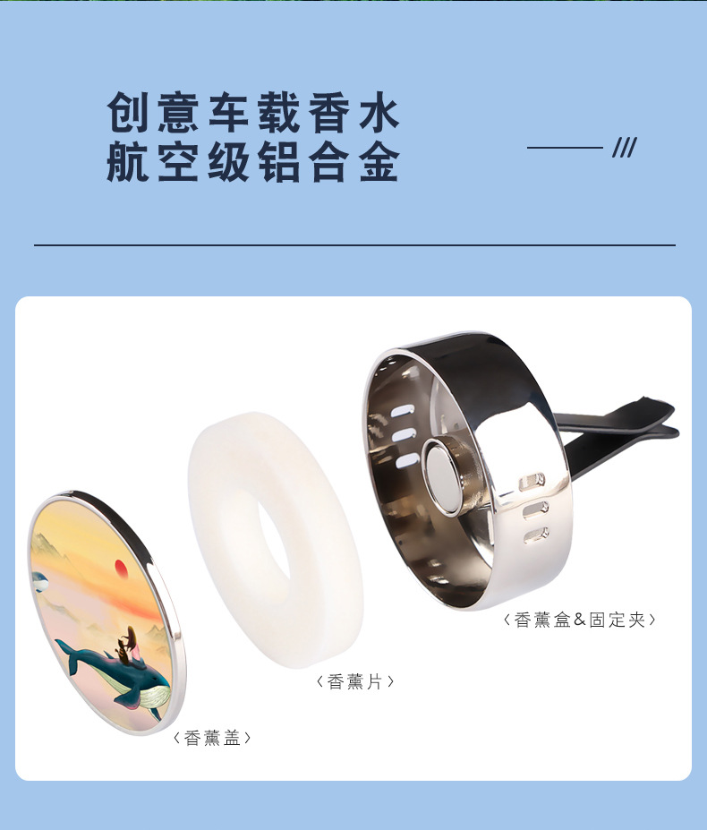 厂家批发车载香水汽车出风口香薰夹磁吸金属香薰夹logo摆件定 制详情7