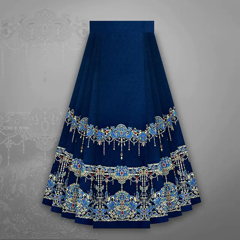 国风喜庆经典新中式汉服 仿点翠马面裙服装面料 畅销款厂家直销