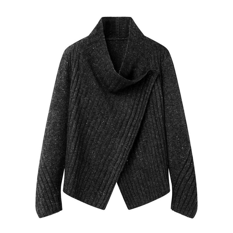 Ais Women's Clothing 2026 Autumn New Style Turtleneck Long Sleeve Asymmetrical Hem Knit Cardigan Sweater Coat for Women 3115 Ais Women's Clothing 2026 Autumn New Style Turtleneck Long Sleeve Asymmetrical Hem Knit Cardigan Sweater Coat for Women 3115