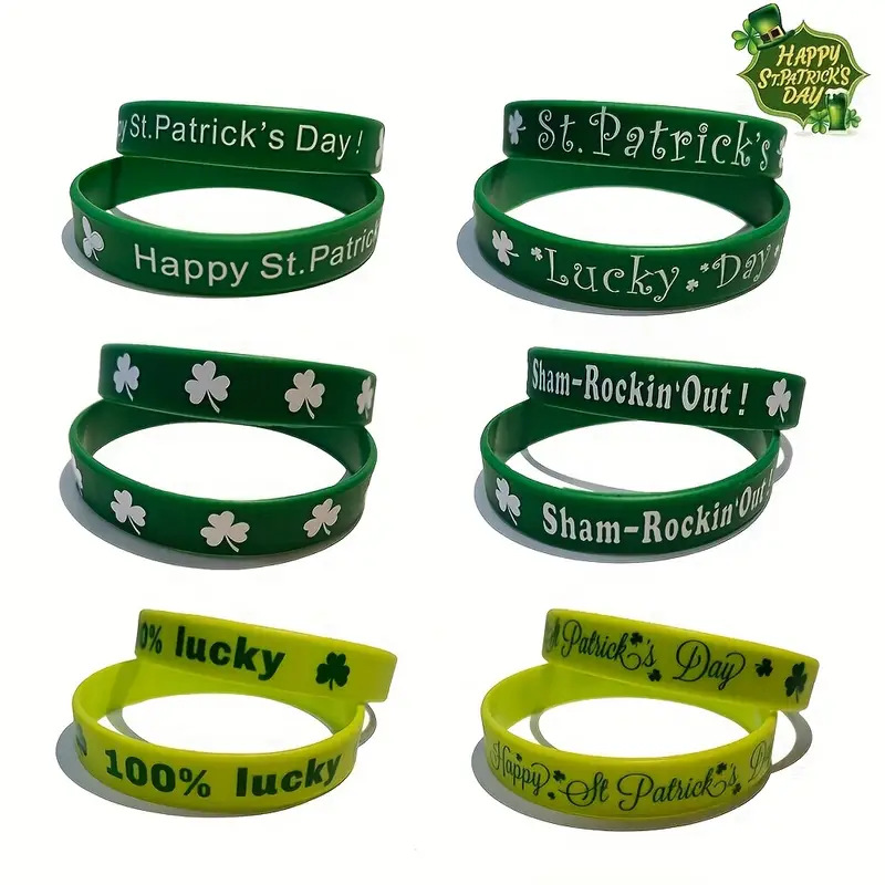 Festival irlandés partido joyería del día de San Patricio trébol pulsera de silicona pulsera irlandesa mano
