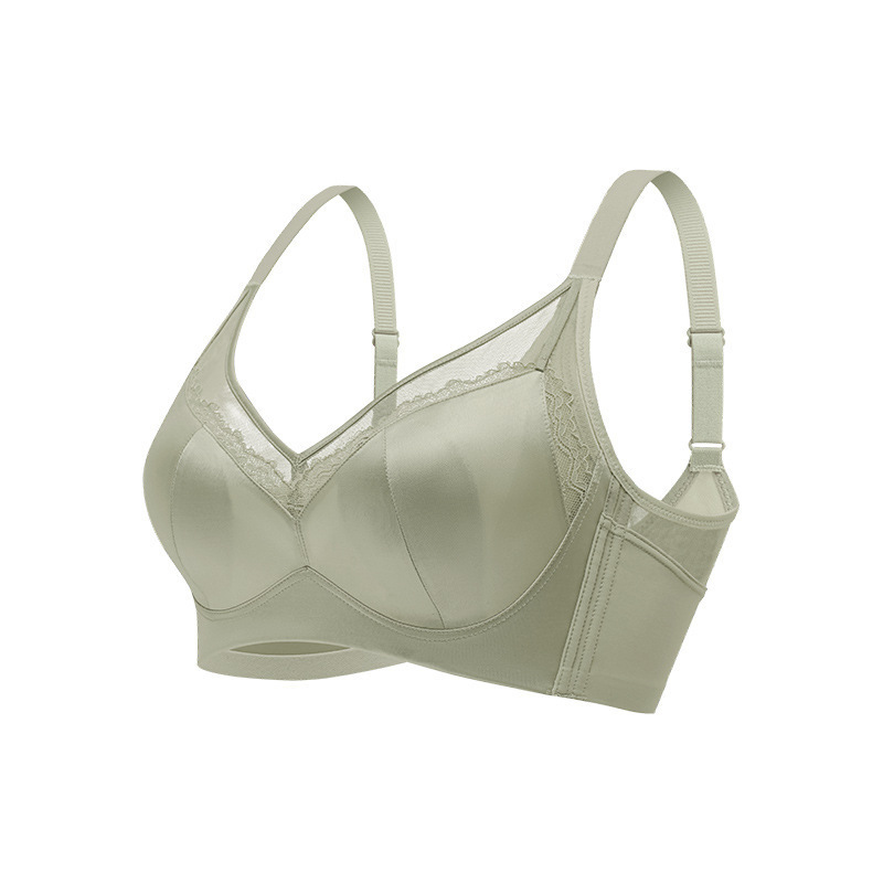 6619 Encaje de satén de lujo ligero, senos grandes sexy, ropa interior pequeña, delgada y cómoda, sujetador ajustable anti-flacidez